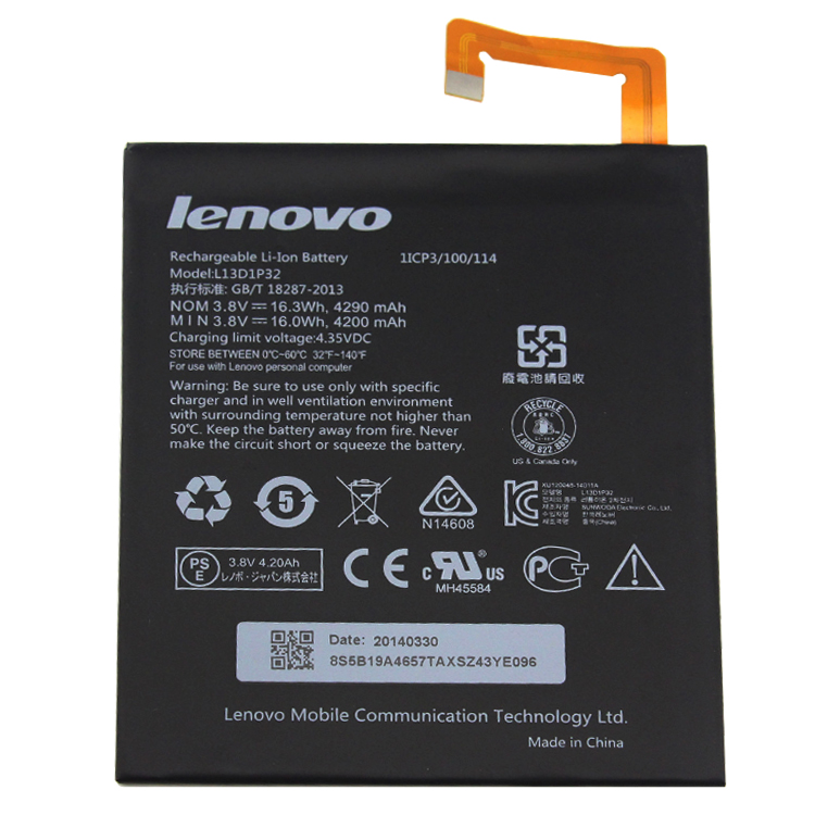 L13D1P32 PC batterie pour Lenovo Ideapad A8-50 A5500