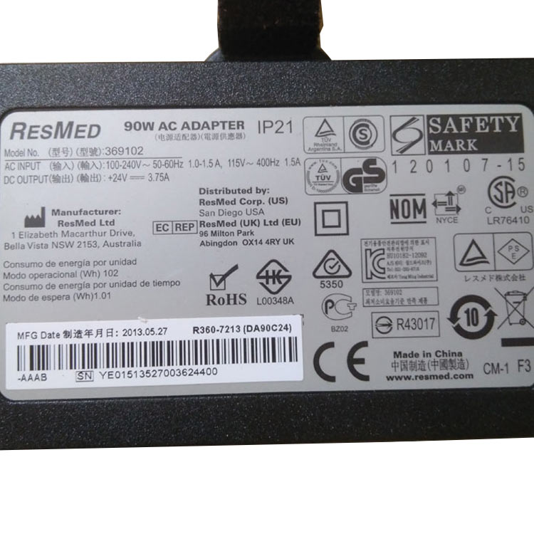 RESMED R370-7232 Chargeur Adaptateur