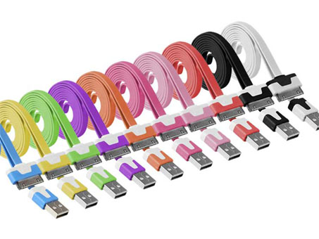 Flat USB 2.0 Sync Data Charging Cable Cord For iPhone 4S 4 5 iPad2 3