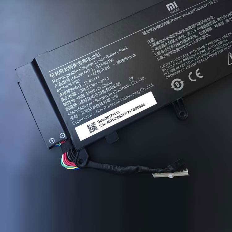 XIAOMI Gaming Laptop 7300HQ 1050Ti Batterie ordinateur portable