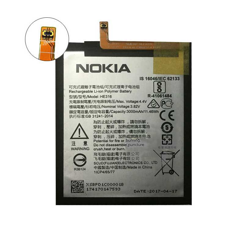 NOKIA Nokia 6 Nokia6 TA-1000 Smartphones Batterie