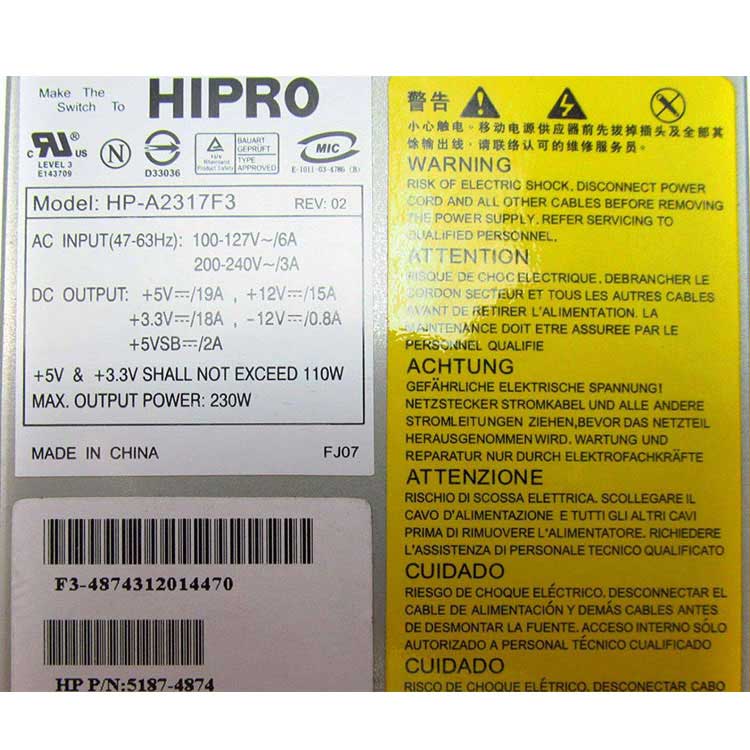 DELL Hipro HP-P3017F3 LF Alimentation